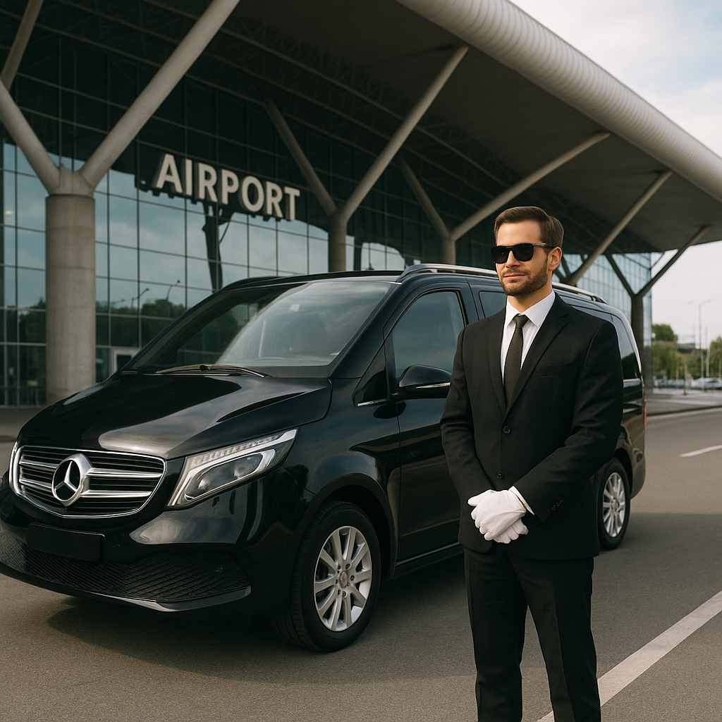 Les avantages Navette aéroport haut de gamme avec chauffeur privé à Paris devant l’aéroport CDG | First Class Company