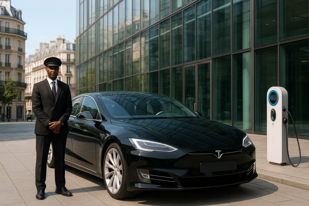 Transport écologique entreprise avec véhicule électrique et chauffeur professionnel | First Class Company